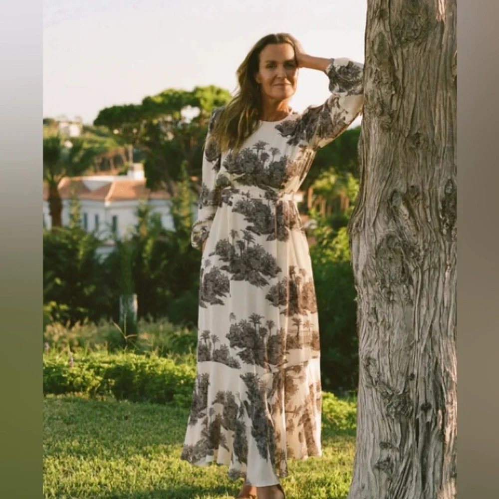 NWT Tuckernuck+India Hicks Cream Toile Long Sleeve Dress - Picture 4 of 7